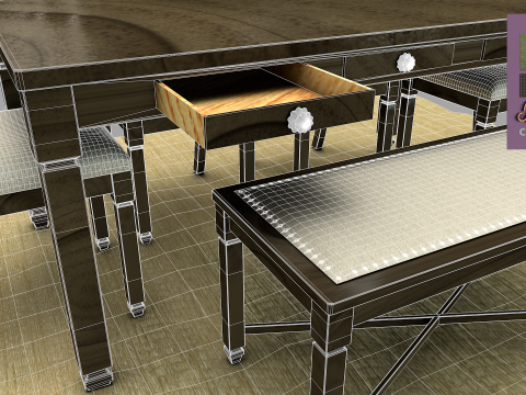 Mesa de jantar rstica 3D-Modell
