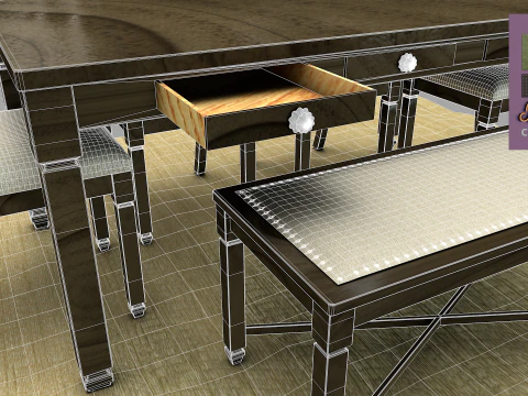 Mesa de jantar r&uacute;stica Modelo 3D