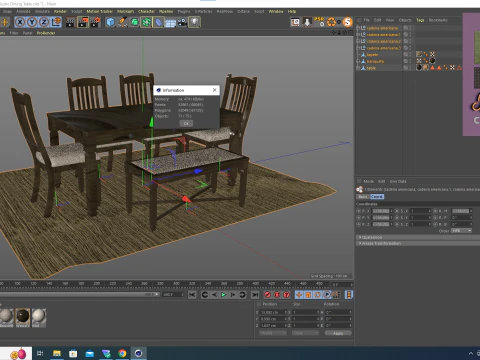 Mesa de jantar r&uacute;stica Modelo 3D