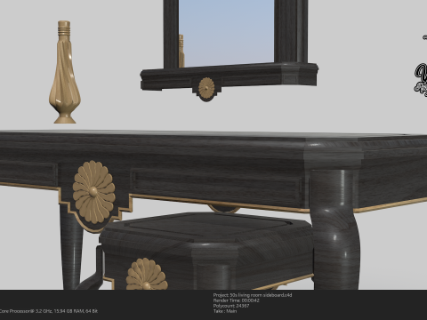 50s living room sideboard 3D Model