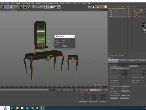 50s living room sideboard 3D Model