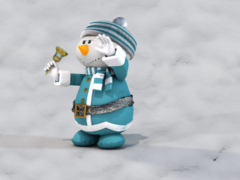 Boneco de neve Natal Azul 3D Model