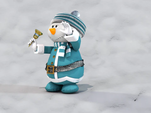 Boneco de neve Natal Azul 3D Model