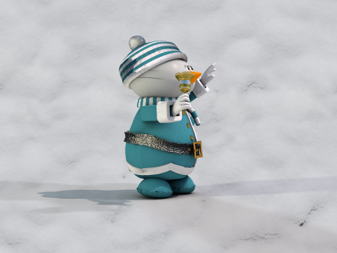Boneco de neve Natal Azul 3D Model