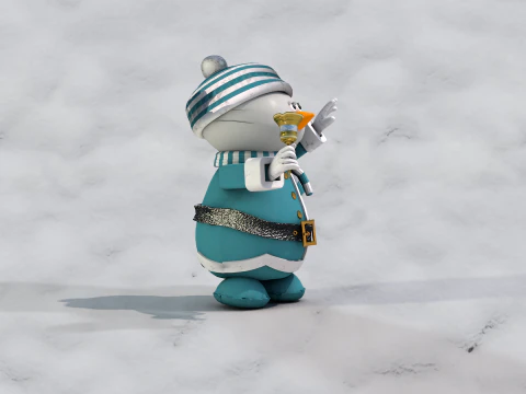 Boneco de neve Natal Azul 3D Model