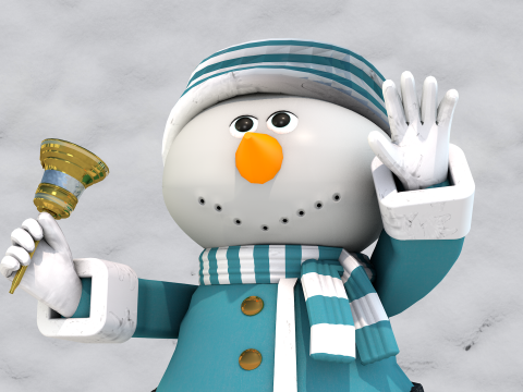 Boneco de neve Natal Azul 3D Model