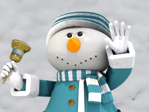 Boneco de neve Natal Azul 3D Model