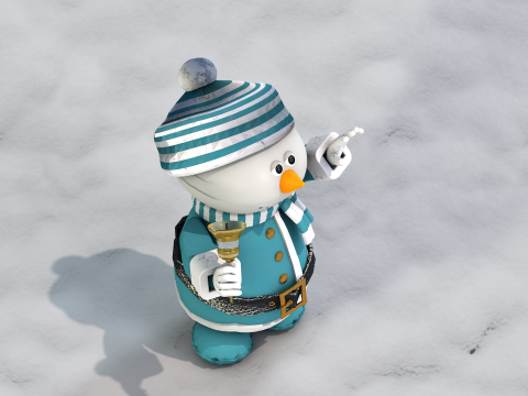Boneco de neve Natal Azul 3D Model