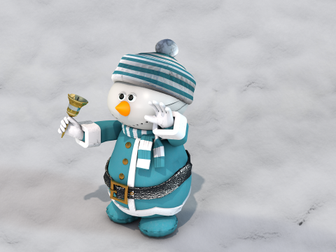 Boneco de neve Natal Azul 3D Model
