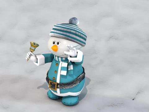 Boneco de neve Natal Azul 3D Model