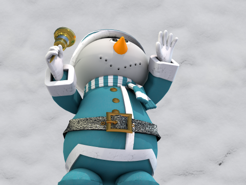Boneco de neve Natal Azul 3D Model