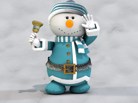 Boneco de neve Natal Azul 3D Model