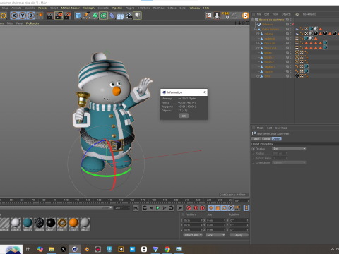 Boneco de neve Natal Azul 3D Model