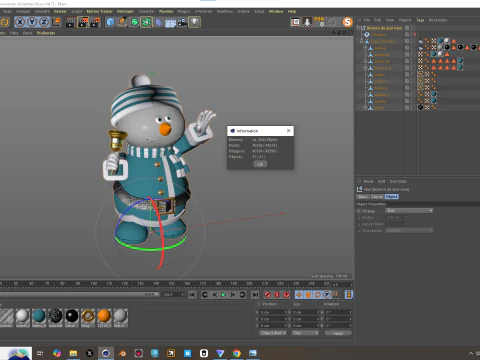 Boneco de neve Natal Azul 3D Model