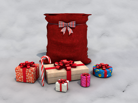 Saco de presentes do papai noel 3D मॉडल
