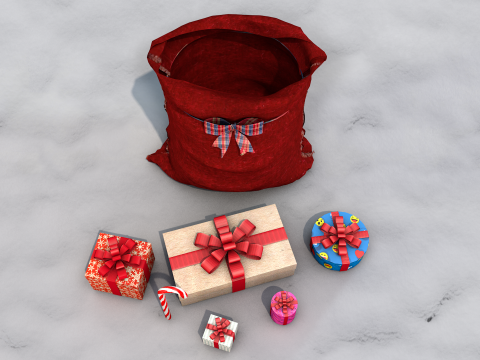 Saco de presentes do papai noel 3D मॉडल