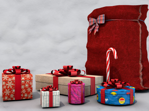 Saco de presentes do papai noel 3D मॉडल