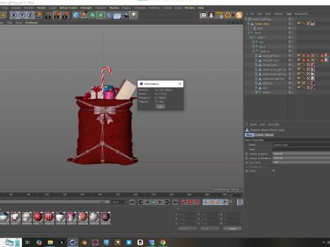 Saco de presentes do papai noel 3D मॉडल