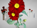 Flor Crisntemo Vermelho Modelo 3D