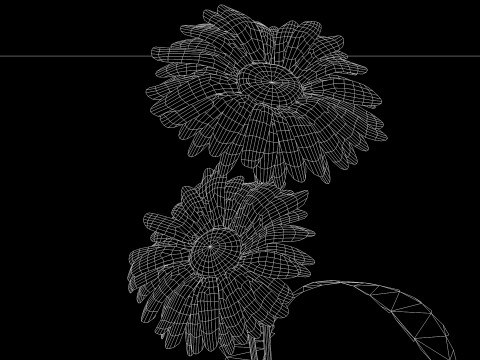 Flor Crisntemo Vermelho Modelo 3D