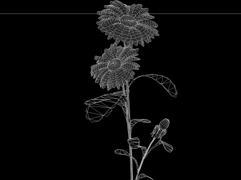 Flor Crisntemo Vermelho Modelo 3D