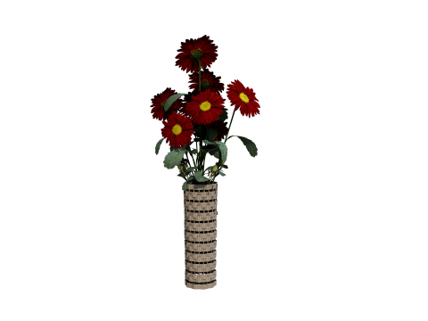 Flor Crisntemo Vermelho Modelo 3D