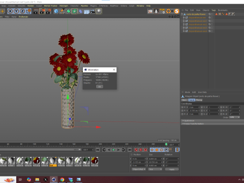 Flor Crisntemo Vermelho Modelo 3D