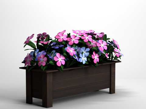 Vaso Flores Vinca De Madagascar Modelo 3D