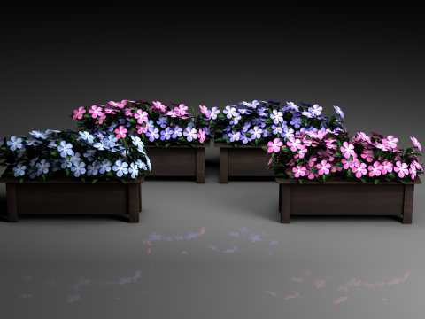 Vaso Flores Vinca De Madagascar Modelo 3D