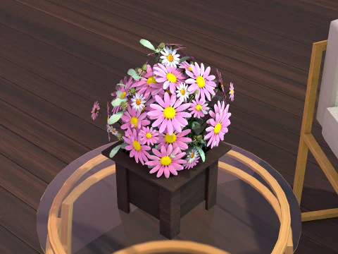 Vaso Flores Margaridas Rosas Modelo 3D