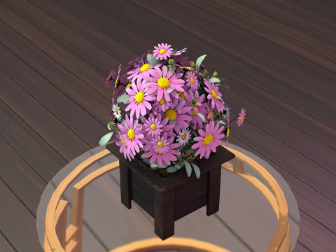 Vaso Flores Margaridas Rosas 3D Model