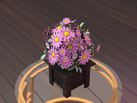 Vaso Flores Margaridas Rosas Modelo 3D