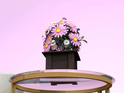 Vaso Flores Margaridas Rosas Modelo 3D