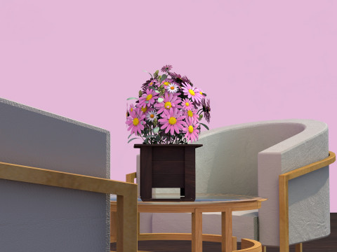 Vaso Flores Margaridas Rosas 3D Model