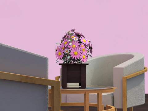 Vaso Flores Margaridas Rosas Modelo 3D