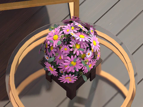 Vaso Flores Margaridas Rosas Modelo 3D