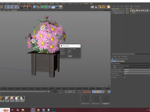 Vaso Flores Margaridas Rosas 3D Model