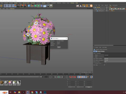 Vaso Flores Margaridas Rosas Modelo 3D