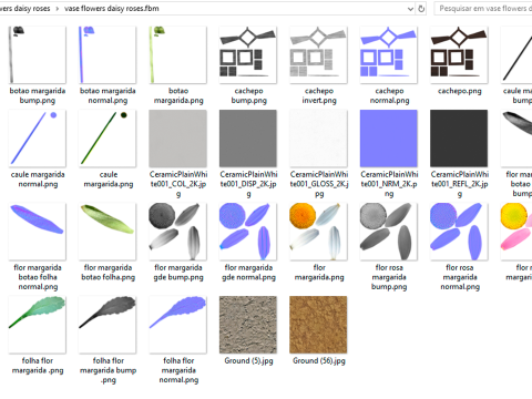 Vaso Flores Margaridas Rosas 3D Model