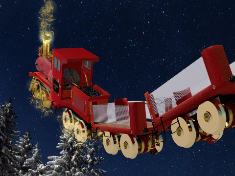 Expresso de Natal Vermelho 3D Model