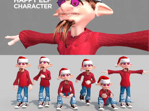 Happy Elf Character 3Dモデル