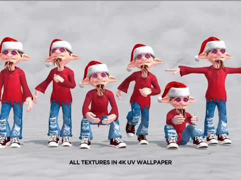 Happy Elf Character 3D मॉडल