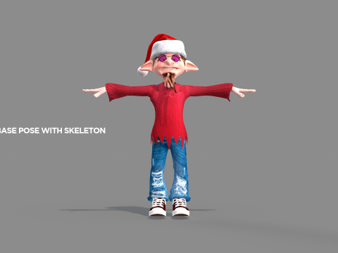 Happy Elf Character 3D मॉडल