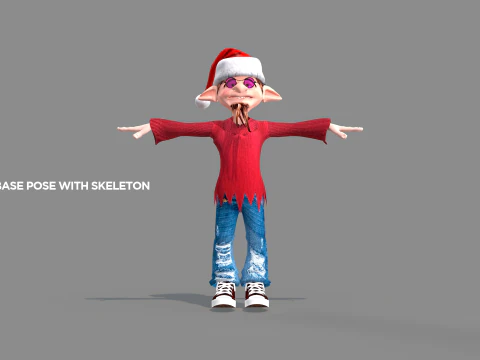 Happy Elf Character 3D Model