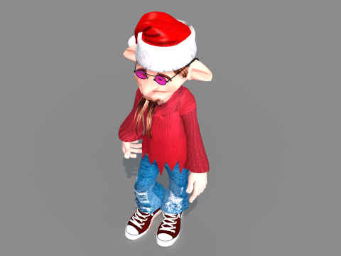 Happy Elf Character 3D मॉडल