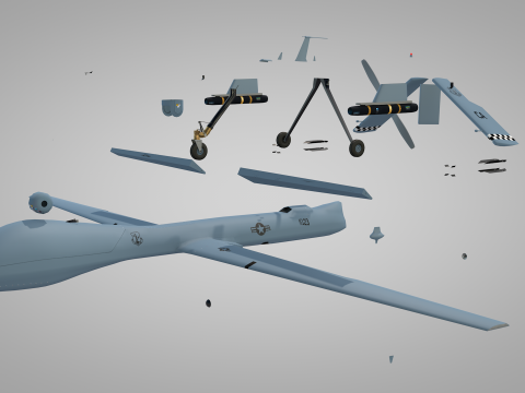 US Drone Militar Predator Mq-1B 3D मॉडल