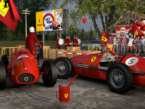 Ferrari 500 F2 1952 and Team 3D Model