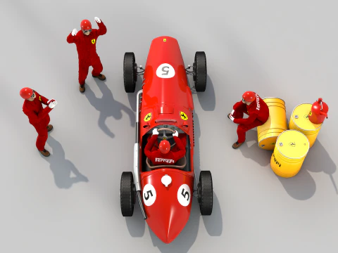 Ferrari 500 F2 1952 and Team 3D Model
