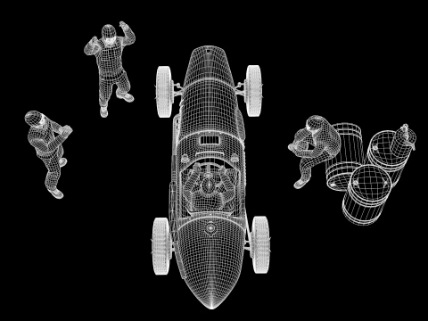 Ferrari 500 F2 1952 and Team 3D Model