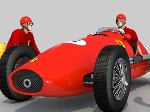 Ferrari 500 F2 1952 and Team 3D Model